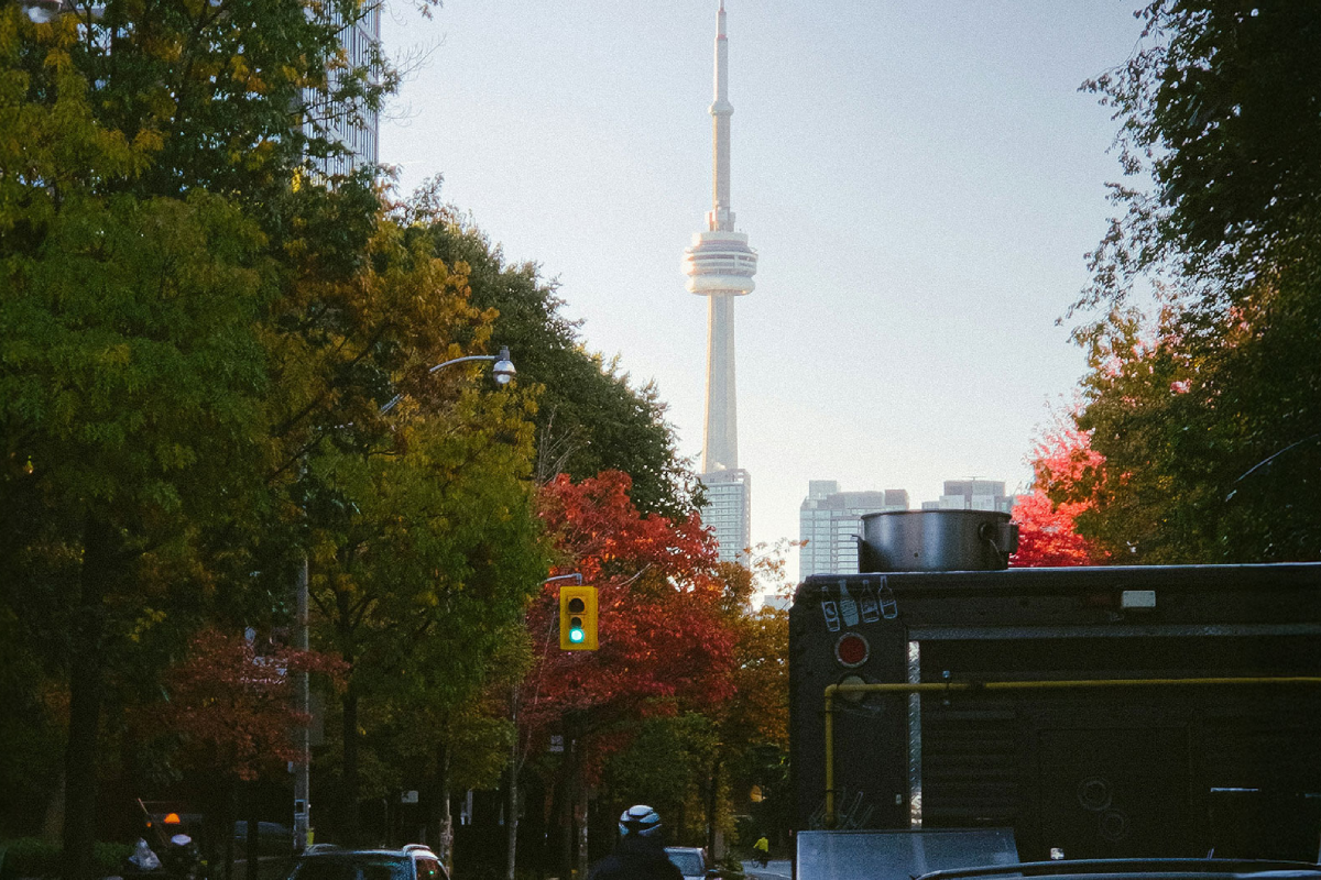 The CN Tower is pictured in the fall